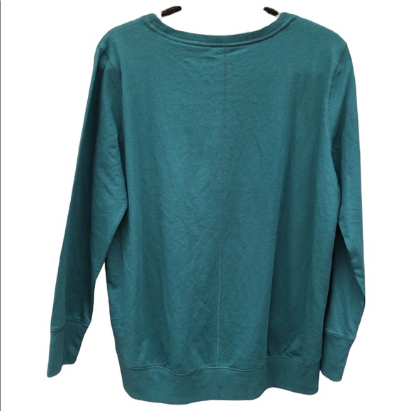 Xersion Large Shirt Teal Active long Sleeve Thick Tee Top Lightweight Sweatshirt - Picture 3 of 6